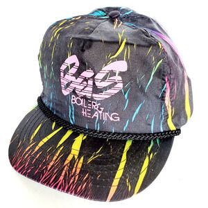 Vintage B&S Boiler‎ Trucker Strapback 90's Tropical Colorful Print Rope Hat Cap